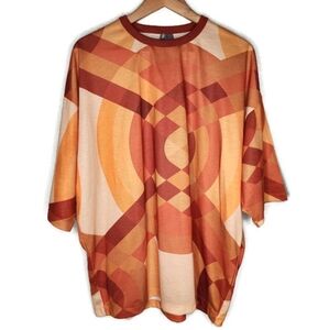 ASOS DESIGN Orange Geometric Print Oversized Short Sleeve Shirt Size S